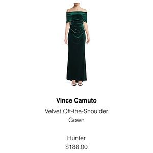 Vince Camuto hunter green velvet gown